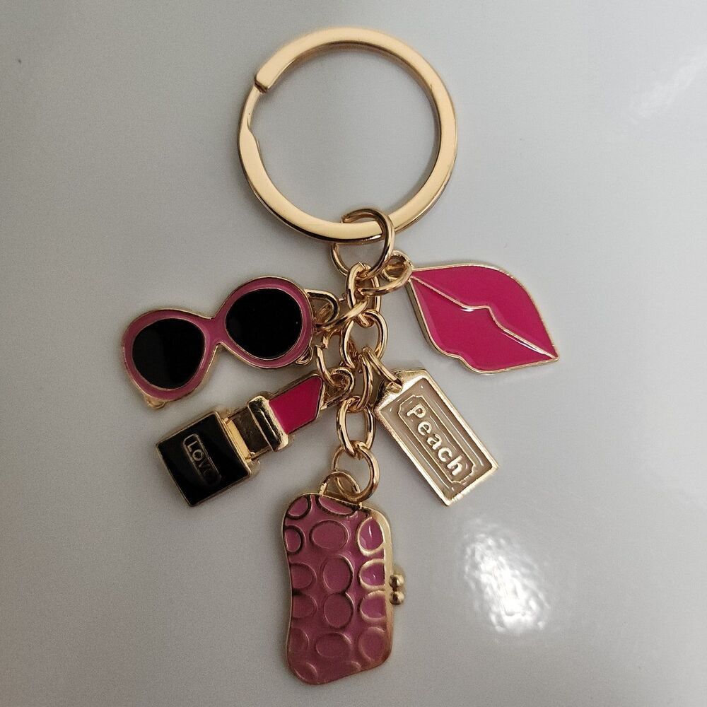 Keychain with Lipstick, Sunglasses and Bag Charms